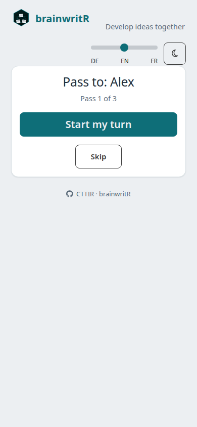 English hot-seat handover and start button